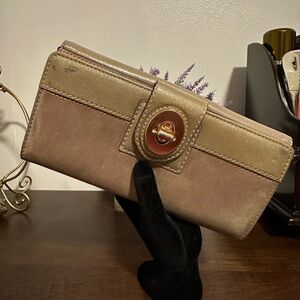 COACH METALLIC WITH PATENT LEATHER BIFOLD WALLET
